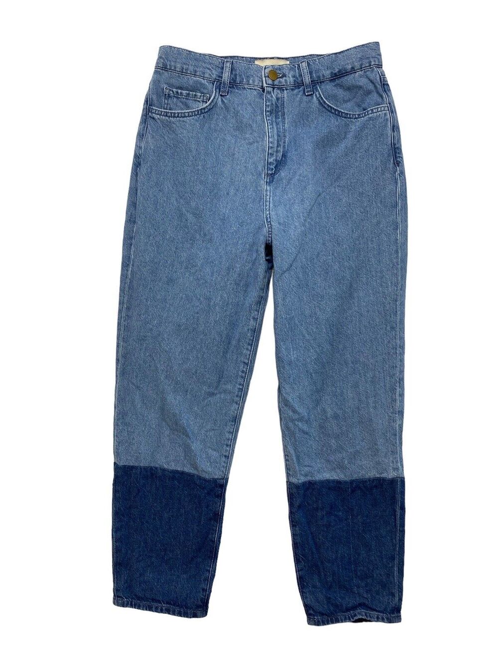 TRIARCHY Audrey Two Tone Cropped High Rise Tapered Jeans Size 29 Patchwork